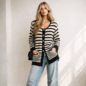 SONIA RYKIEL Women's Vintage Striped Wool/Angora Sweater Euro Sz40 US 8/10 Italy